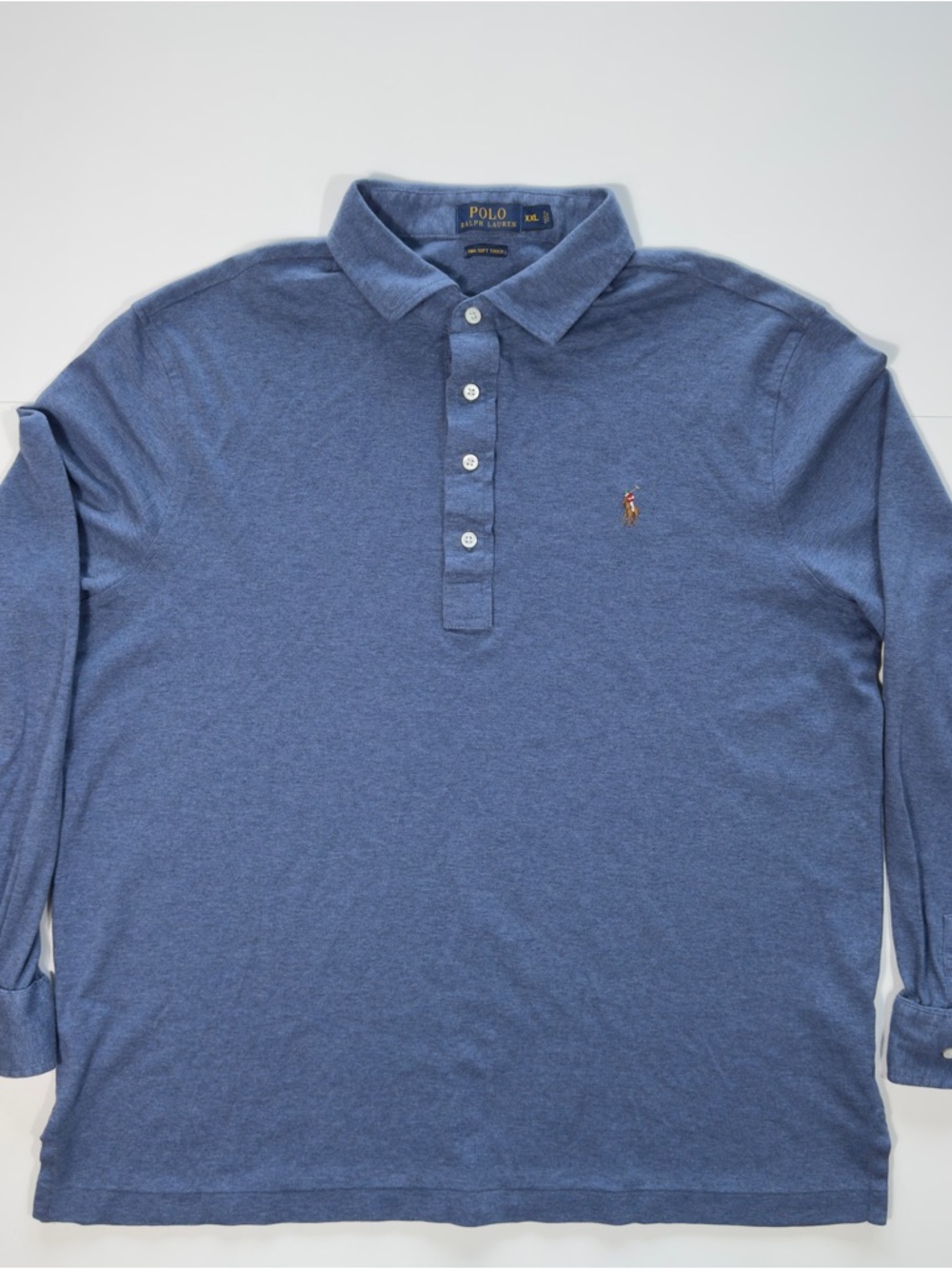 Polo Ralph Lauren Men’s Long Sleeve Shirt Pima Soft Touch SZ 2XL Blue Cotton